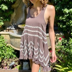 Free People Light Brown Polka Dot Ruffle Dress